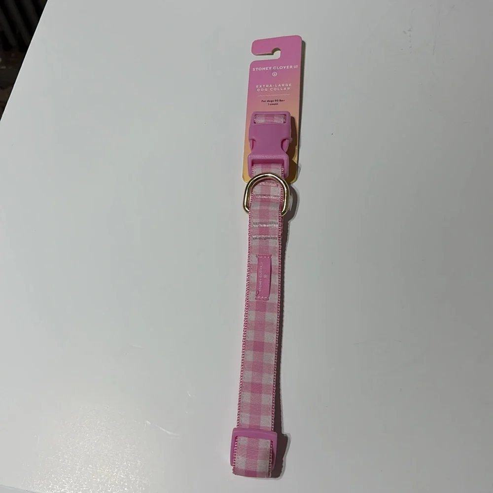 Stoney Clover Lane LIMITED EDITION Extra Large Pink Gingham Dog Collar